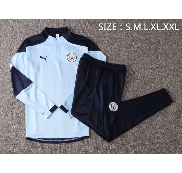 Manchester City Blue Navy Training Kits Sweatshirt with Pants 2020/21